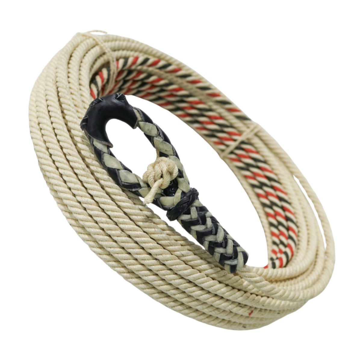 55FT Soga De Ixtle Black Hondilla Cuero Crudo - M - Royal Saddles - Ropes/Sogas