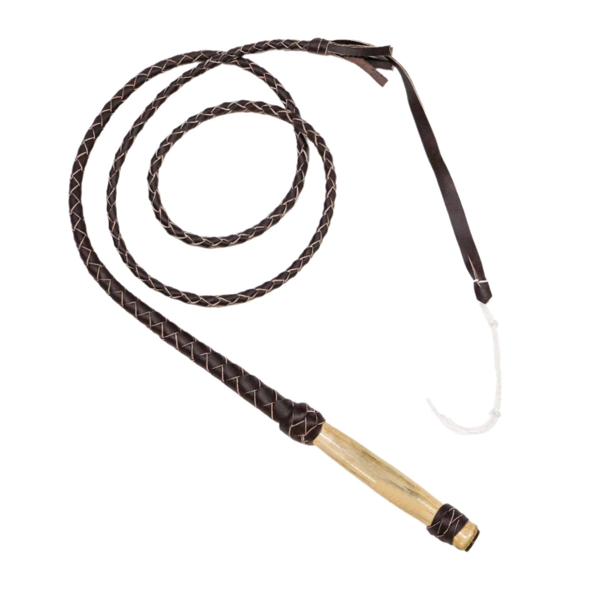 6 FT Handmade Brown Leather Bullwhip - M - Royal Saddles - Western Quirts/Whips