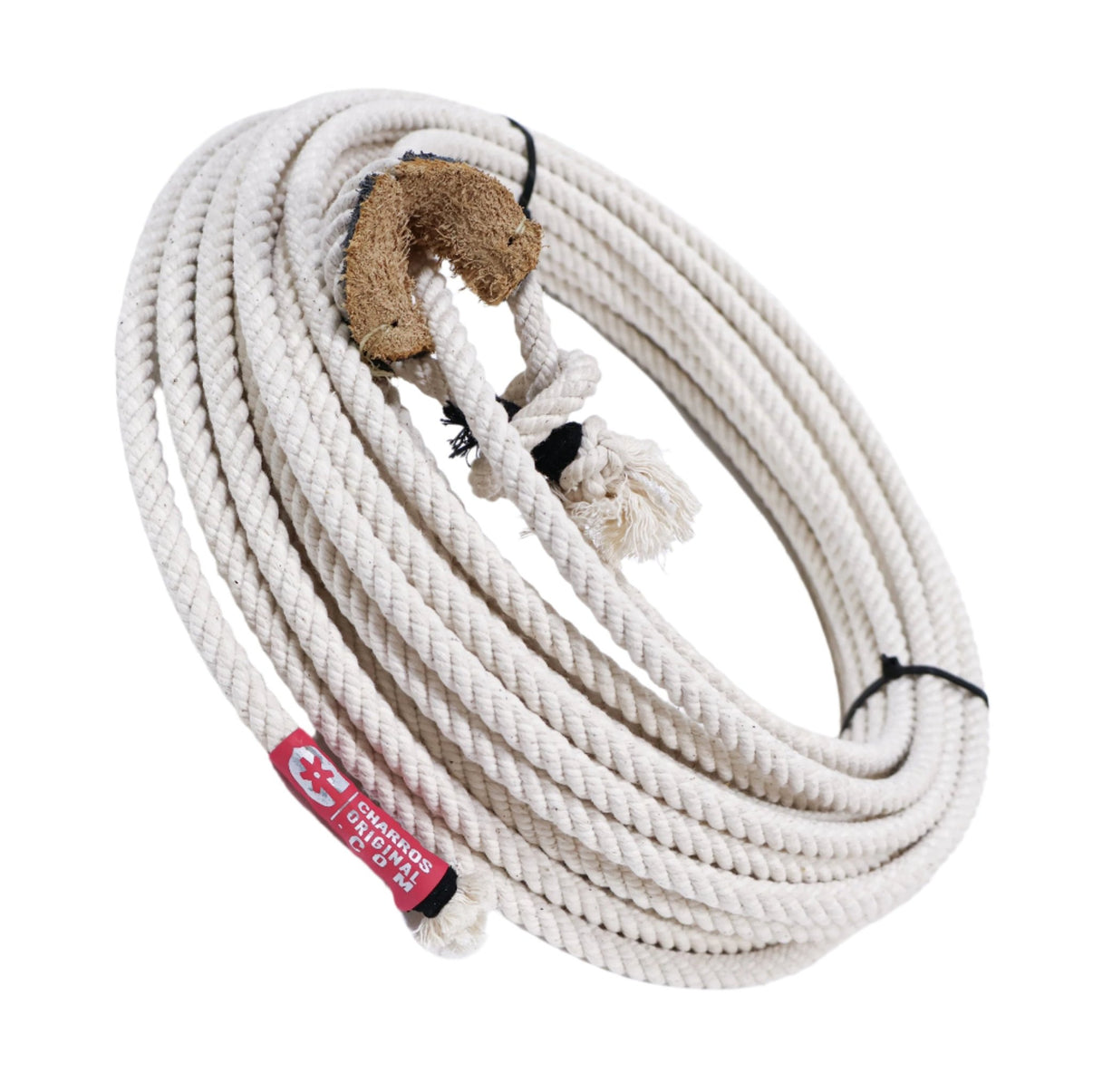 65FT Soga Charro 10mm Cotton Rope Leather Burner - M - Royal Saddles - Ropes/Sogas
