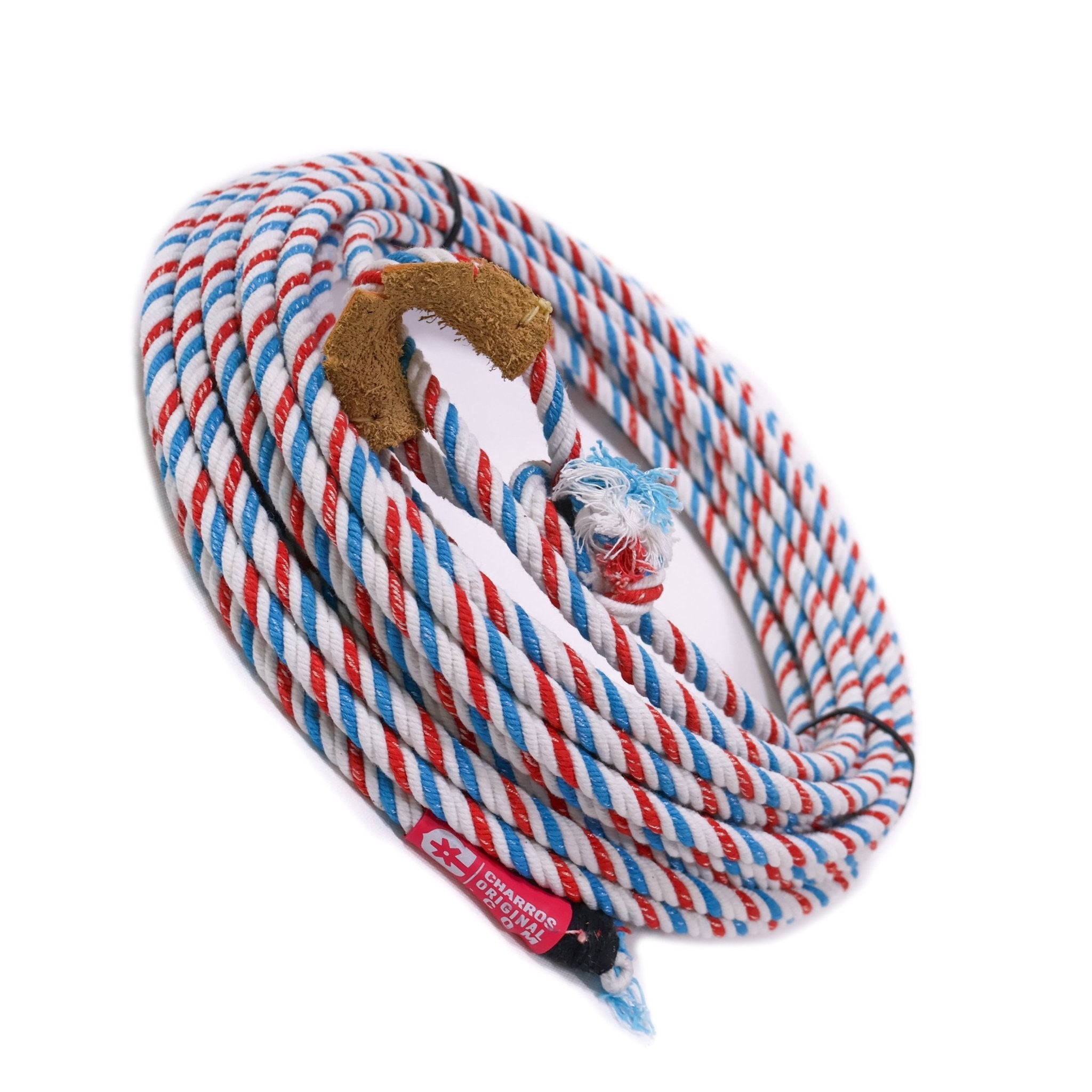 Sago Ropes 65FT Tri Color Algodon Lasso Soga Charro 10mm Cotton Rope - M-Royal Saddles