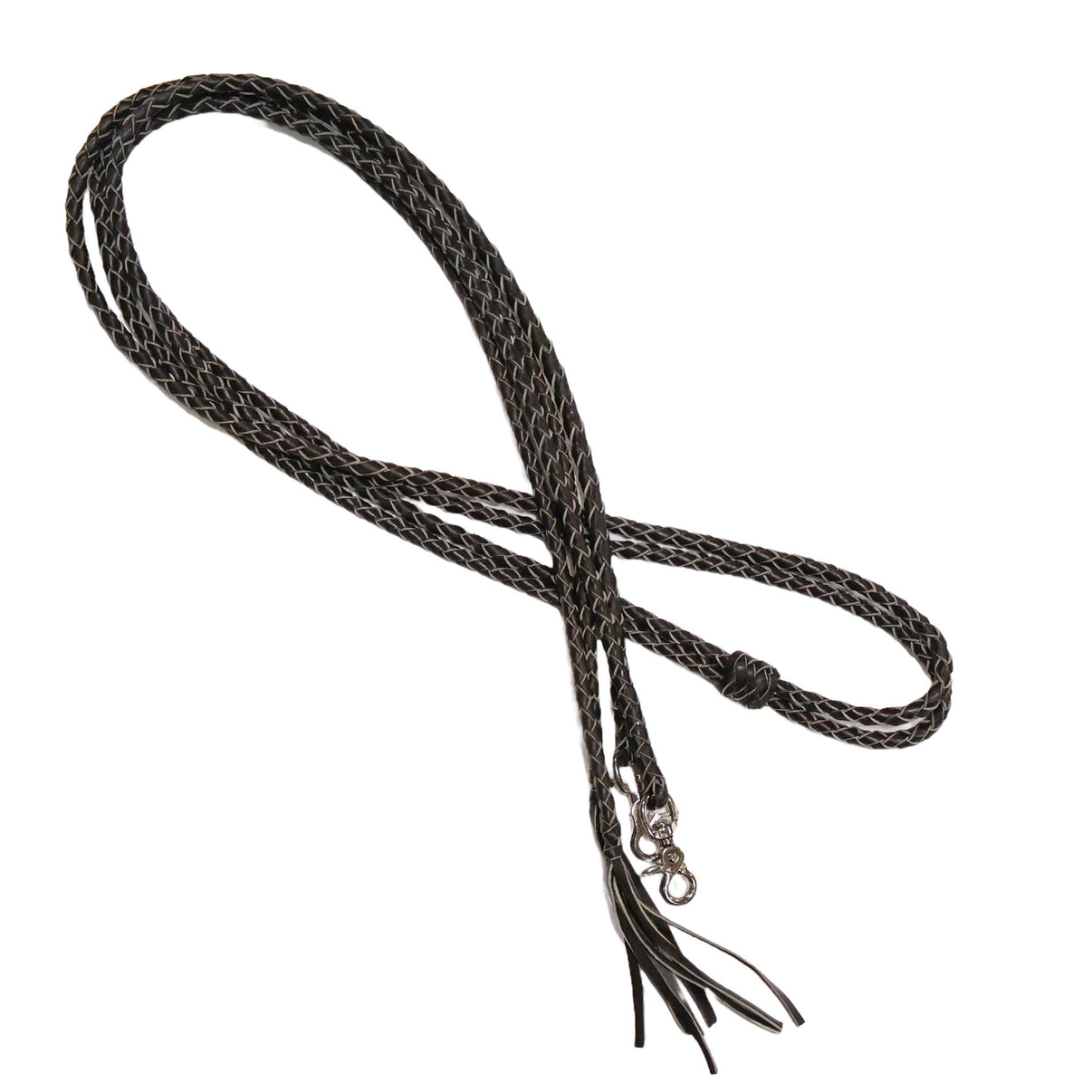 7Ft Split Reins Brown Western Leather Braided Snaps - M - Royal Saddles - Western Headstall/Bosal