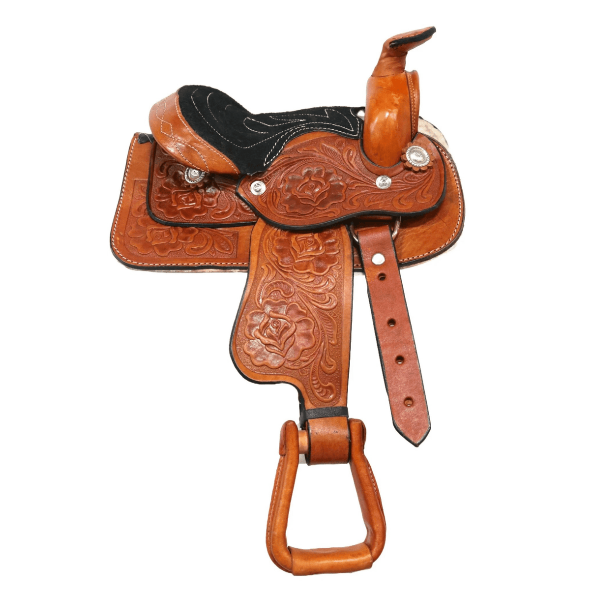 8" Tan Toddler Infant New Born Size Toddler Western Leather Saddle - M - Royal Saddles - Mini/Pony Saddles