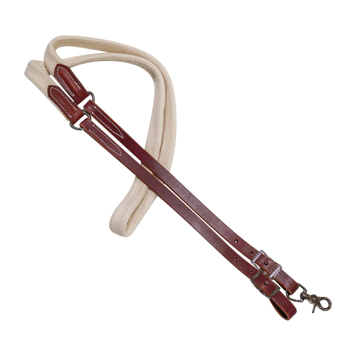 8Ft Braided Cotton Latigo Roper Contest USA Made Reins - M - Royal Saddles - Western Headstall/Bosal
