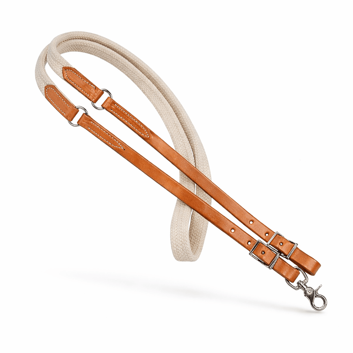 8Ft Russet Reins Braided Cotton Roper Contest USA Made - M - Royal Saddles - Western Headstall/Bosal