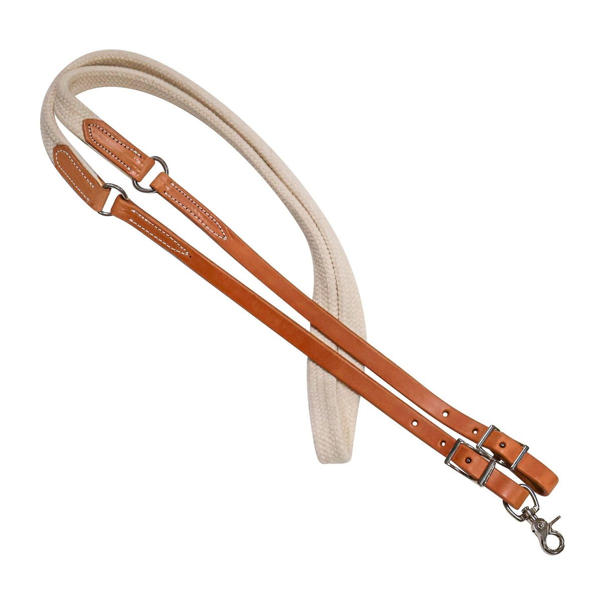 8Ft Russet Reins Braided Cotton Roper Contest USA Made - M - Royal Saddles - Western Headstall/Bosal