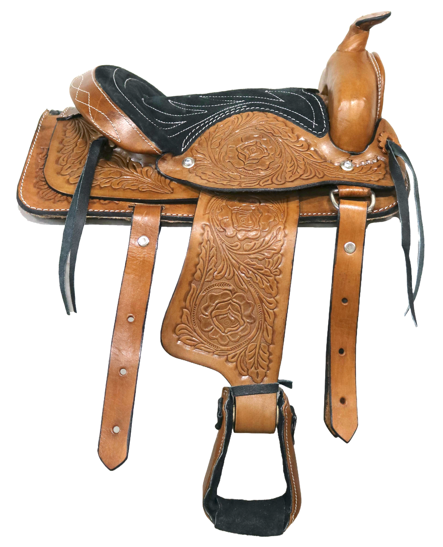 10" Pony Horse Kids Cowboy Cowgirl Pleasure Leather Brown Western Saddle