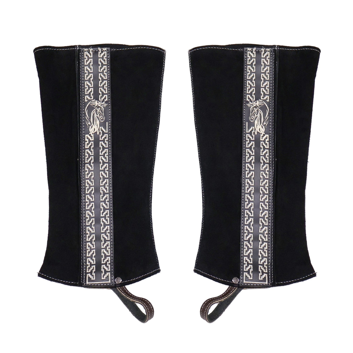 Black Charras Polainas Half Chaps - M - Royal Saddles - Charro Polainas/Chaps