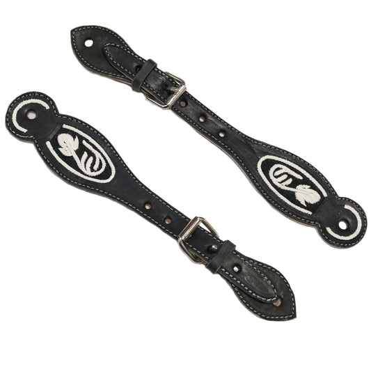 Black Charro Correones Piteados Correas Espuelas Spurs Straps main image 1