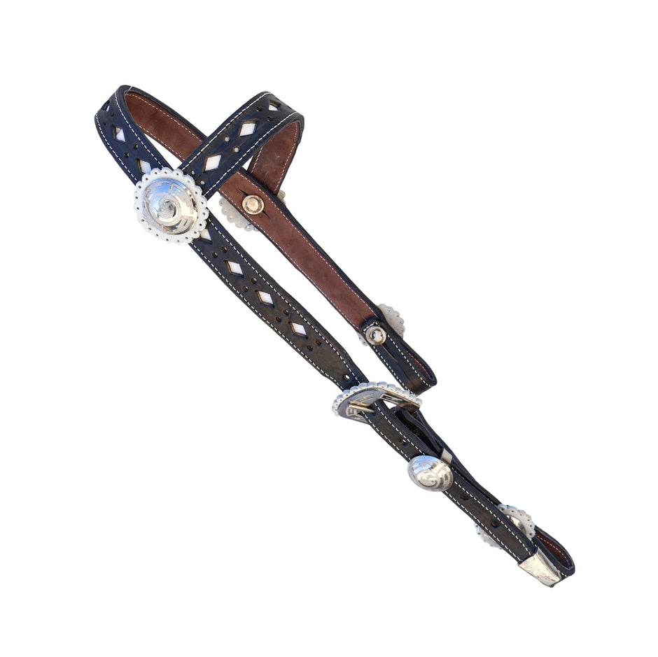 Black Cabezada Una Oreja Greca Charro Headstall Stainless Steel main image 1