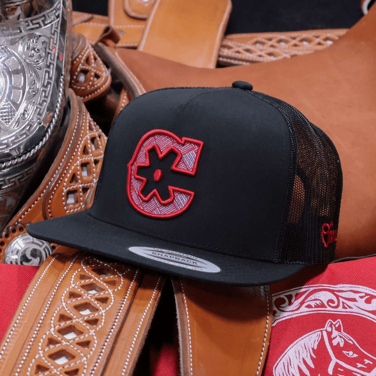 Black Charros Weave Trucker Cap - M - Royal Saddles - Charros Original Hats