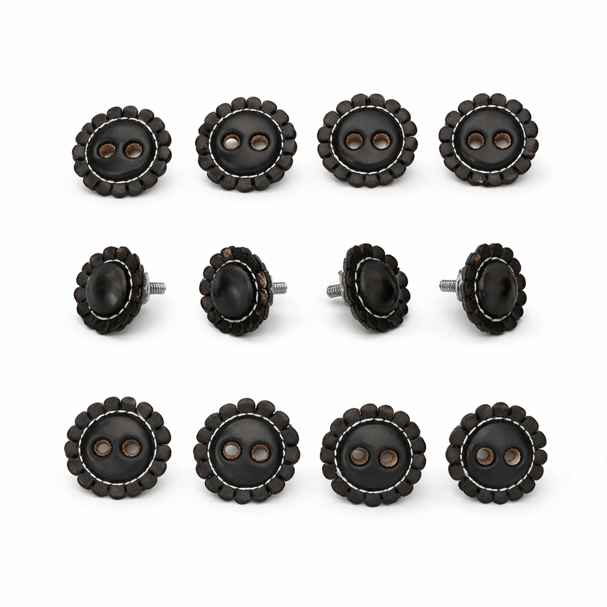 Black Juego De Chapetones Monturas Charras Conchos - M - Royal Saddles - Charro Saddle Parts