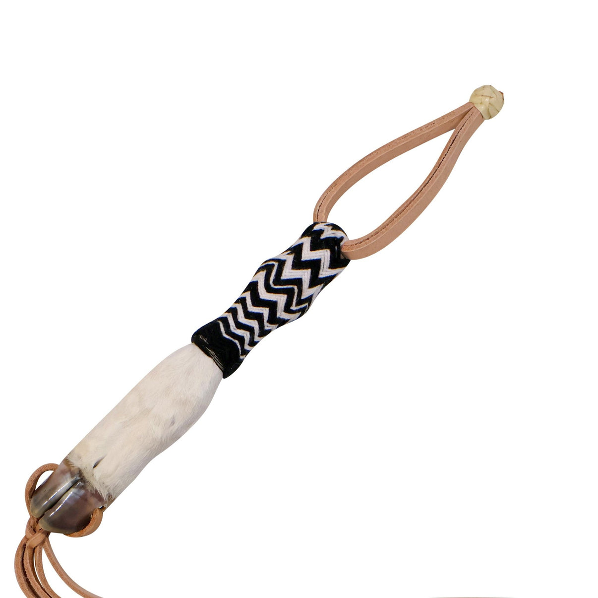 Black White Chomite Pata De Venado Charro Leather Cuarta Quirt - M - Royal Saddles - Charro Whips/Cuartas