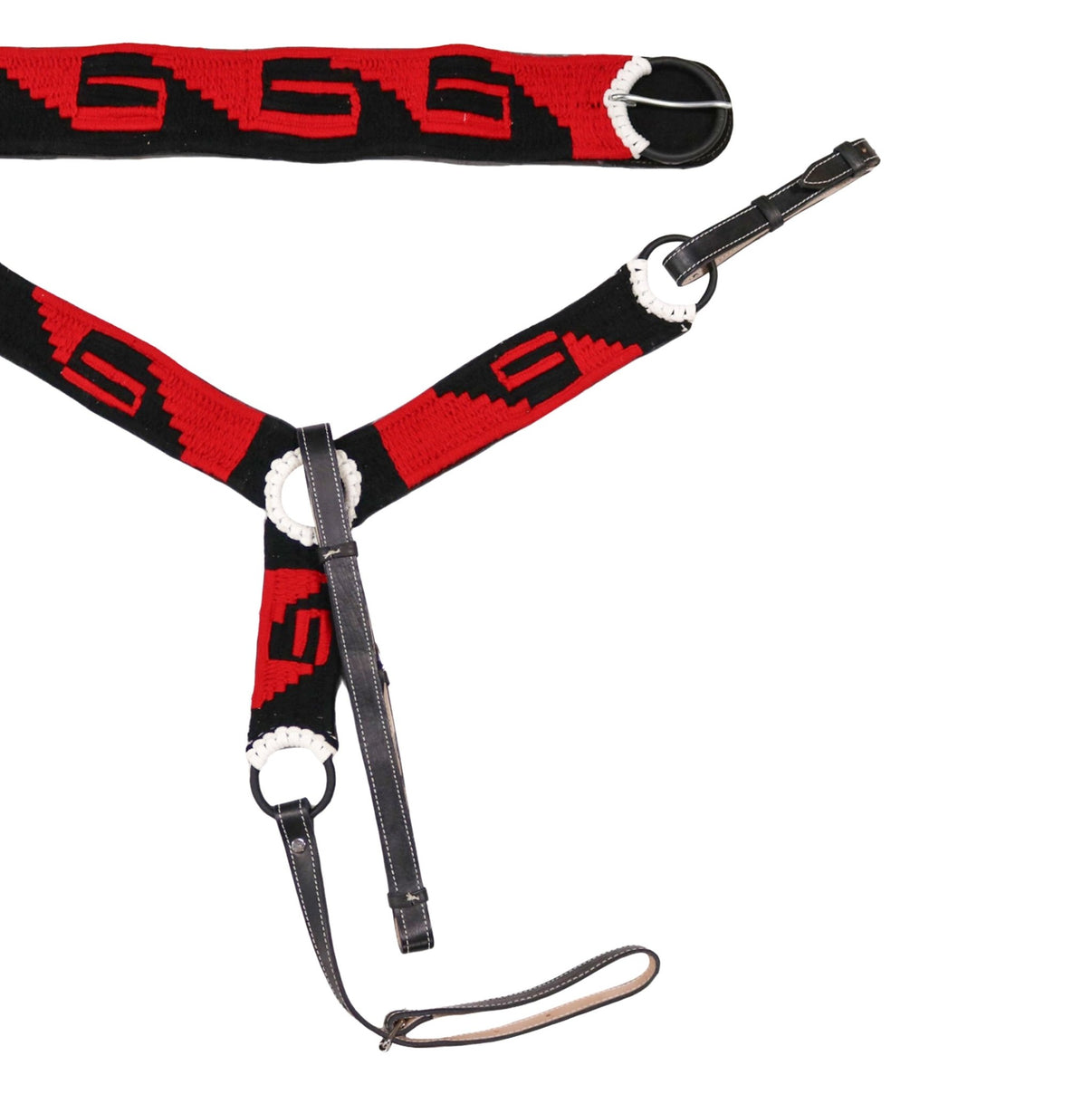 Black/Red Charro Pechera 34.5" Cincho Greca Montura Charra - M - Royal Saddles - Charro Breastcollar/Pechera