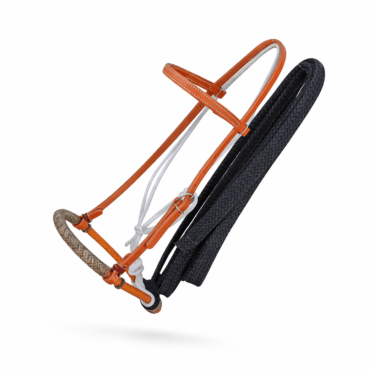 Breaking Hackamore Nylon Black Reins Pencil Bosal Training USA Made - M - Royal Saddles - Western Headstall/Bosal