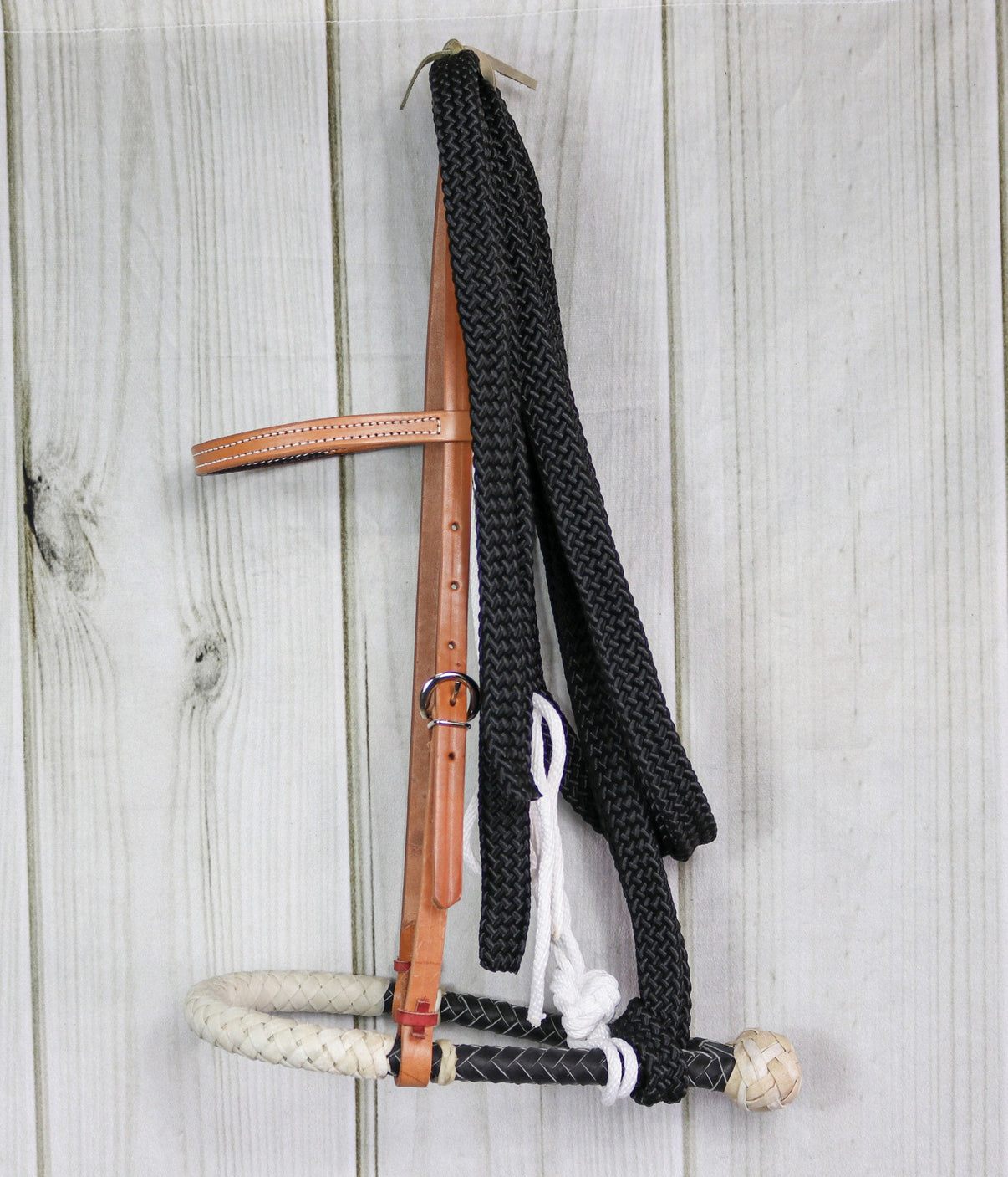 Breaking Hackamore Nylon Reins Cowboy Braided Bosal - M - Royal Saddles - Western Headstall/Bosal