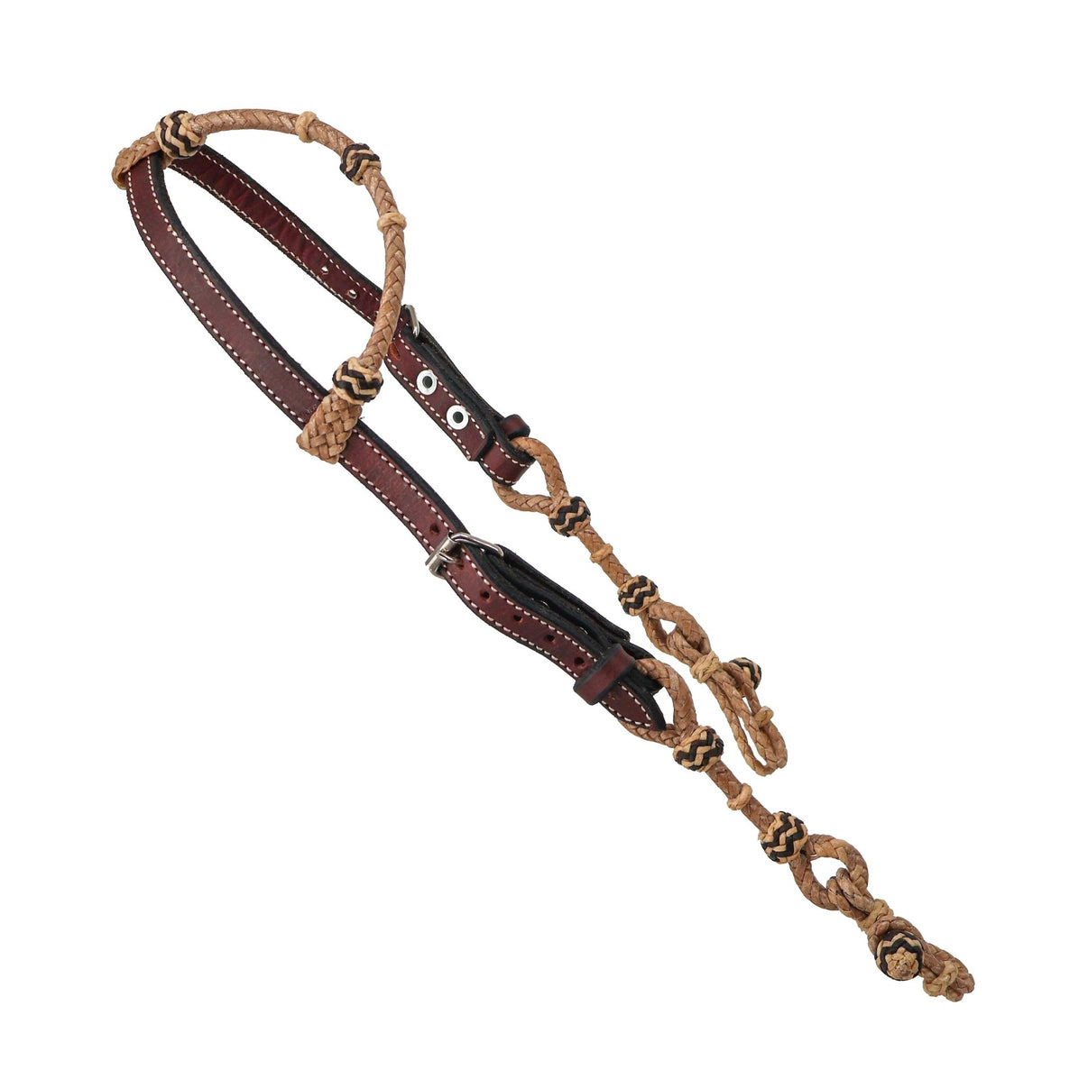 Brown Charro Cabezada Rawhide Leather Cuero Crudo Headstall - M-Royal Saddles - Charro Headstalls/Cabezada