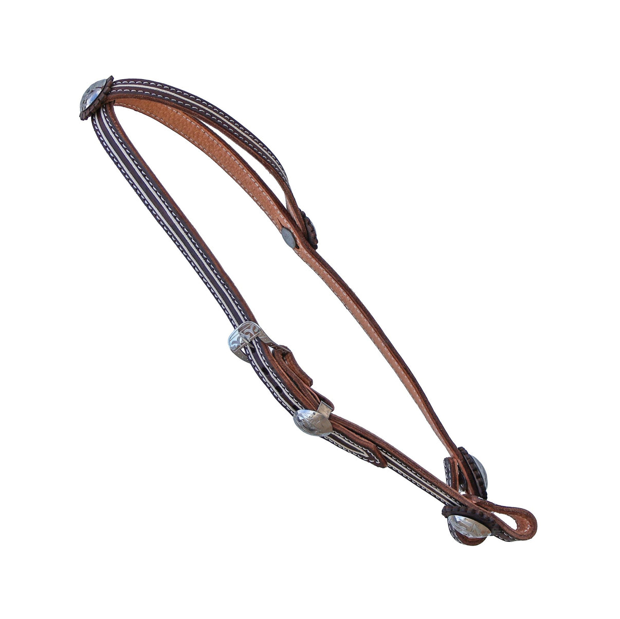 Cafe Piteada Cabezada Una Oreja Con Herraje Acero Inoxidable Headstall - M - Royal Saddles - Charro Headstalls/Cabezada