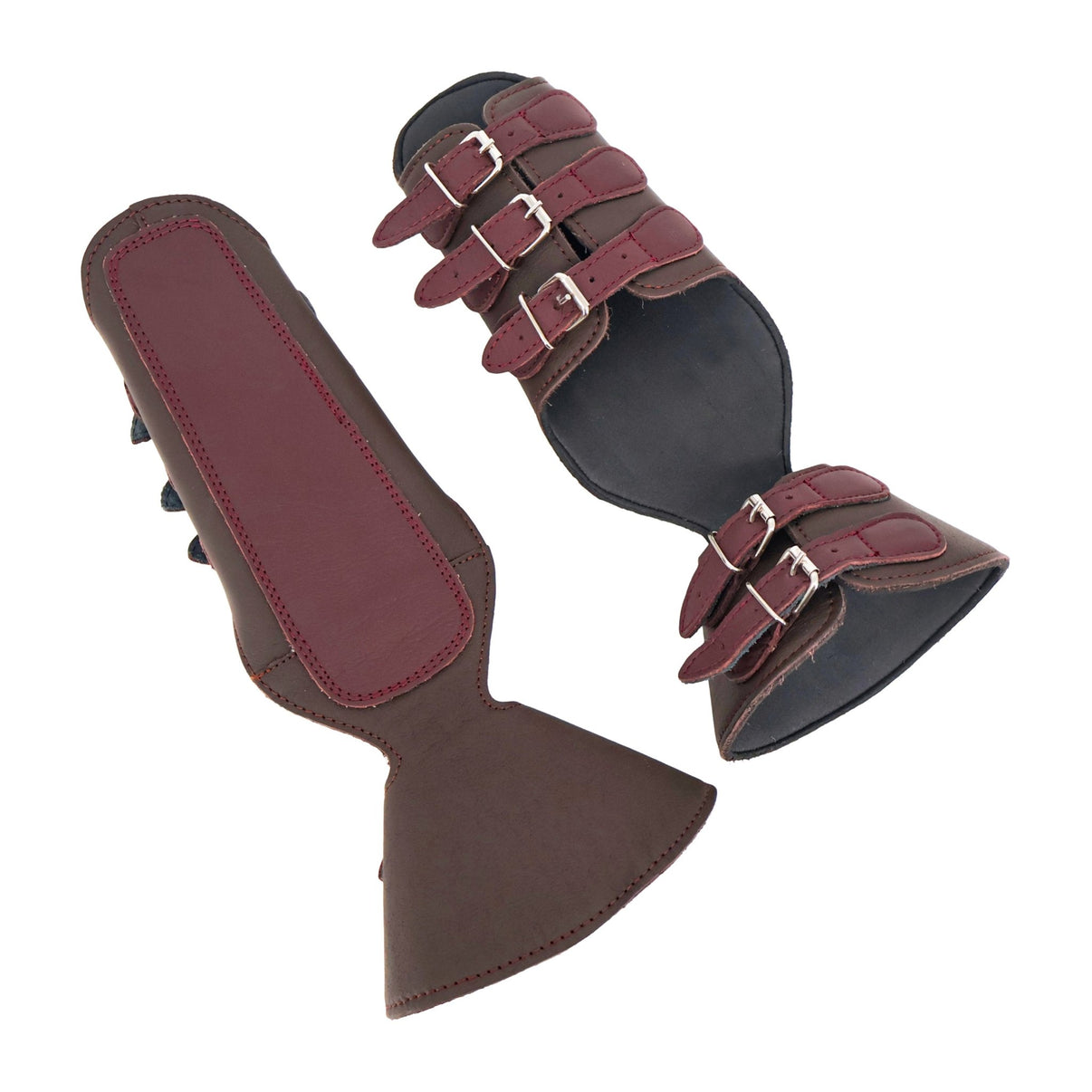 Canilleras Cafe Charro Burgundy Horse Boots Horse Protectors - M-Royal Saddles - Horse Gear