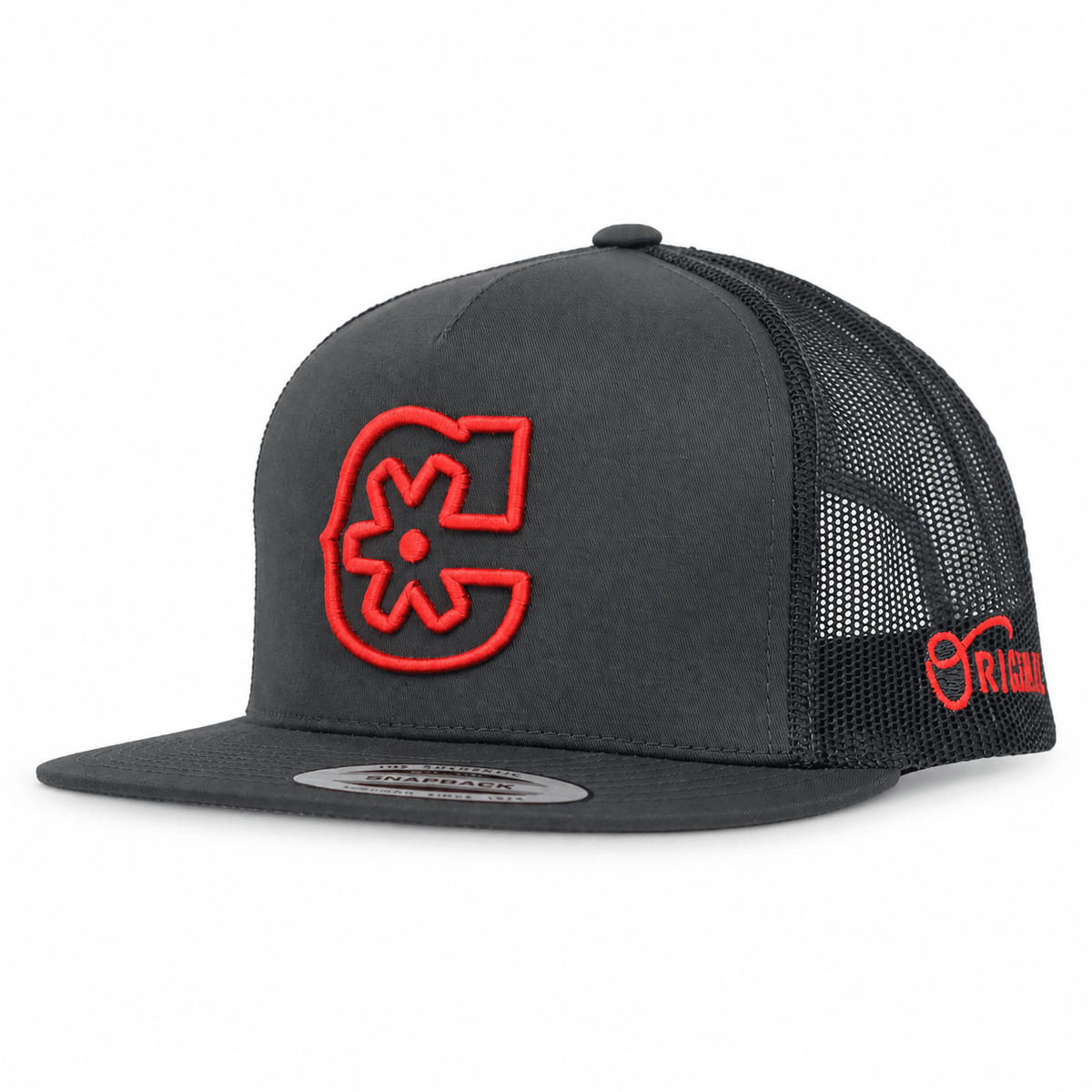 Charcoal "3D" Red Charros Trucker Hat - M-Royal Saddles - Charros Original Hats