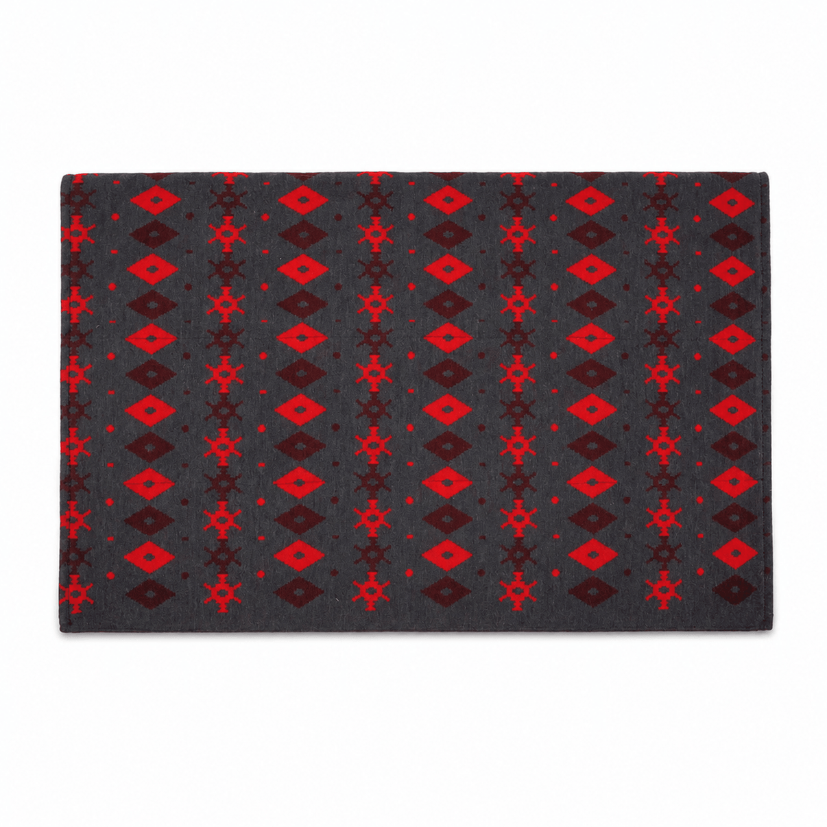 Charcoal Gray Red Mexican Charro Saddle Blanket with Woven Design - M-Royal Saddles - Charro Pads/Caronas