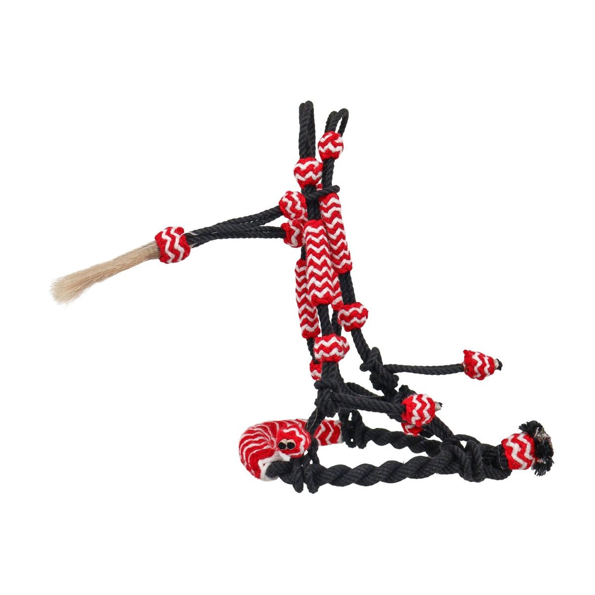 Charro Black Mini Red | White Bosal Rear View Mirror Decor - M-Royal Saddles - Decor & Gifts