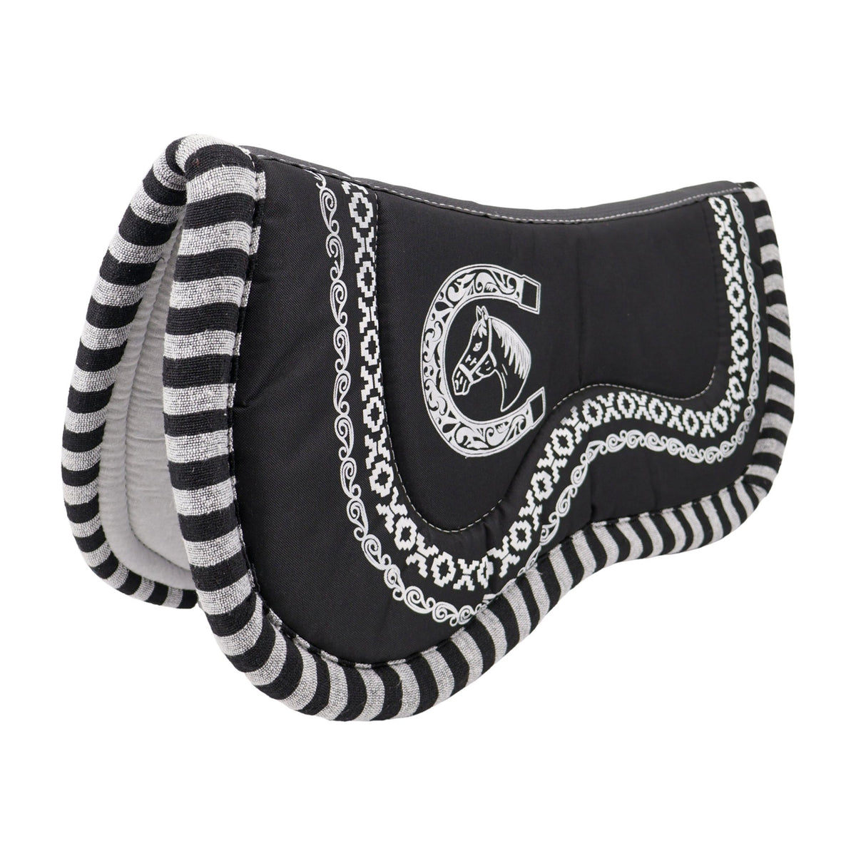 Charro Black Saddle Pad Carona Cola de Pato Negra - M-Royal Saddles - Charro Pads/Caronas