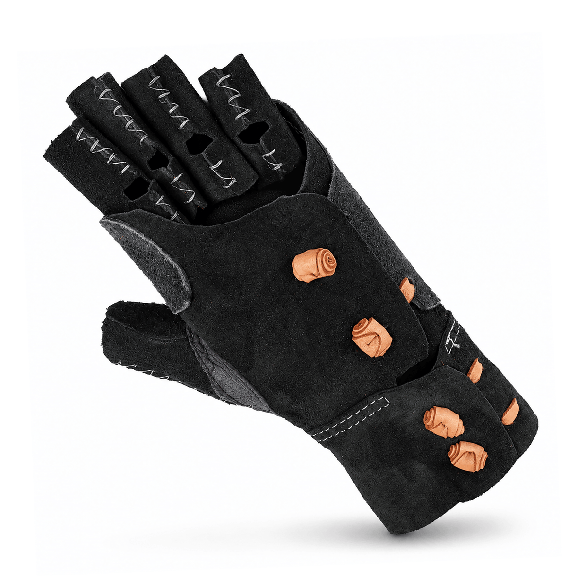 Charro Black X-Large Manganas Lienzo Leather Glove - M-Royal Saddles - Ropes/Sogas