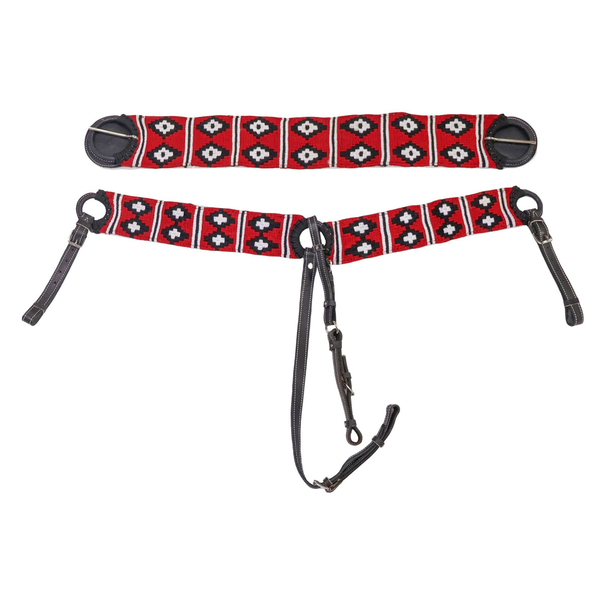 Charro Breastcollar Red Aztec Design Pecho Pretal Cincho - M-Royal Saddles - Charro Breastcollar/Pechera