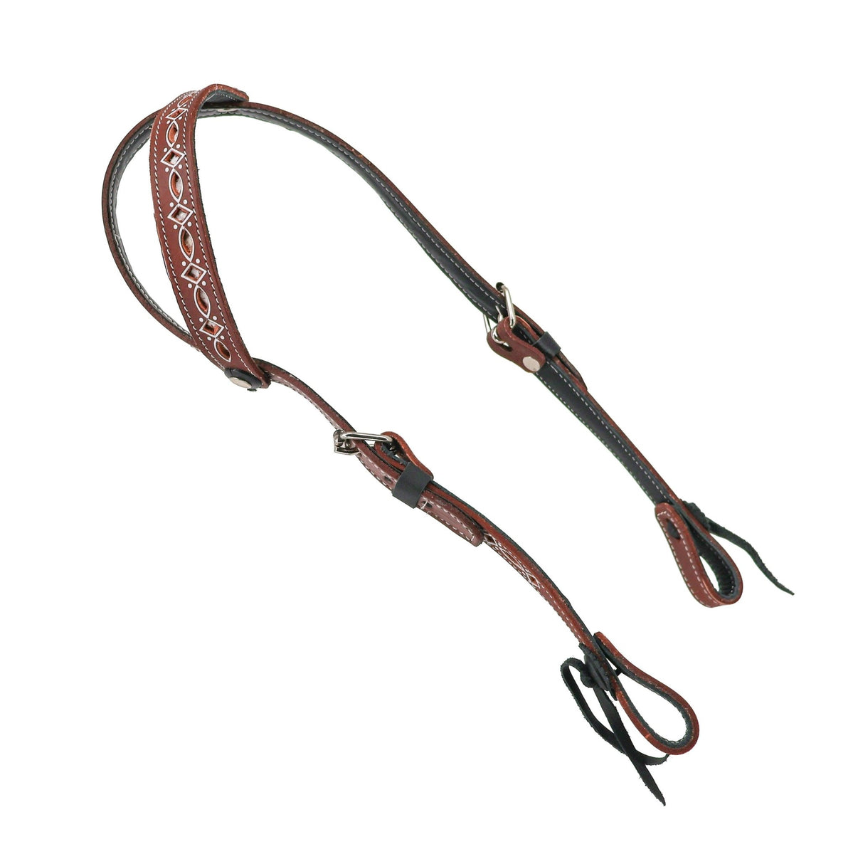 Charro Brown Headstall Pintada Resacada Caballo Cabezada - M-Royal Saddles - Charro Headstalls/Cabezada