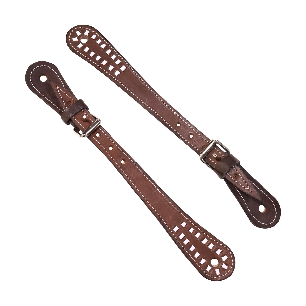 Charro Brown Jaraneado Spur Straps Correnos - M - Royal Saddles - Charro Spurs Strap