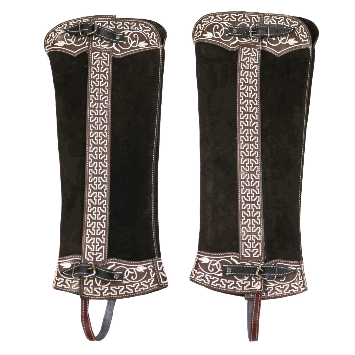 Charro Brown Polainas Cafe Chaps Gamuza Largas - M - Royal Saddles - Charro Polainas/Chaps
