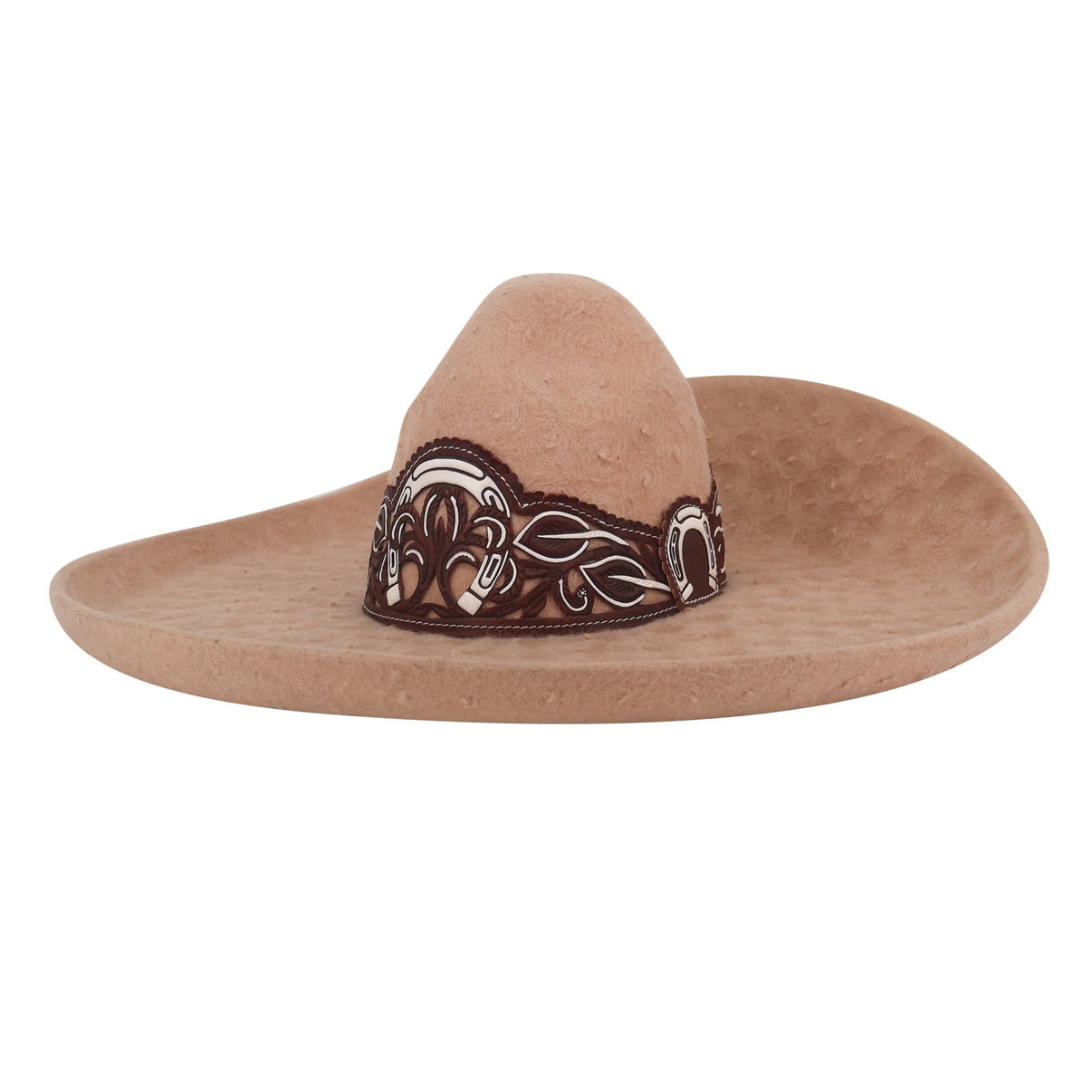 Charro Cafe Beige Sombrero De Lana Calado MEX 56 USA 7" - M-Royal Saddles - Sombreros Charros
