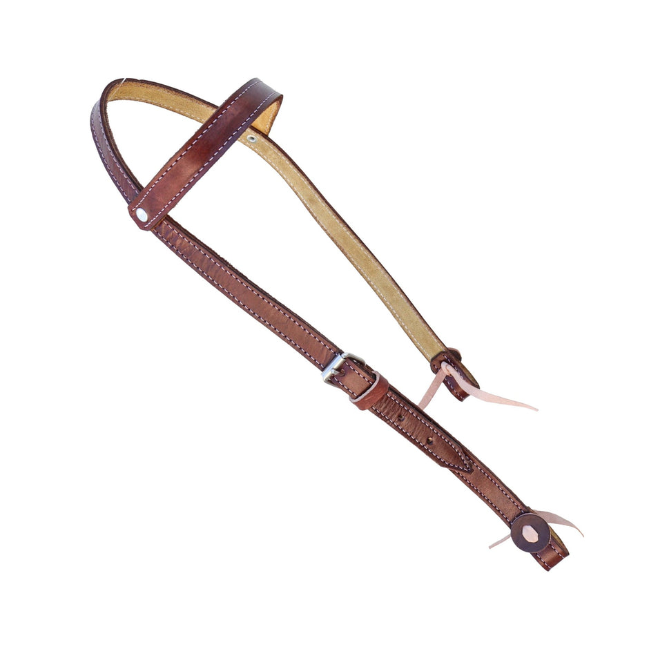 Black Cabezada Una Oreja Greca Charro Headstall Stainless Steel