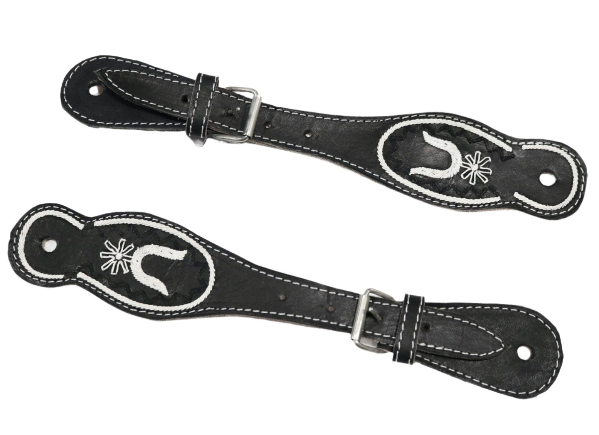 Charro Miel Rojo Cosido Spur Straps Correones main image 1