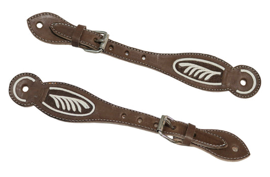 Charro Miel Rojo Cosido Spur Straps Correones main image 0