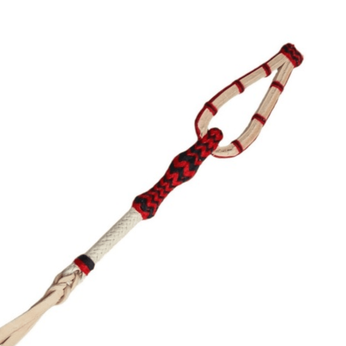 Charro Cuarta Chomite Red Black Rawhide Cotton Quirt Black - M - Royal Saddles - Charro Whips/Cuartas