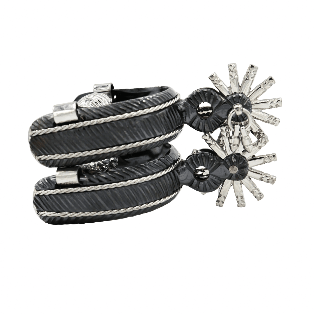 Charro Espuelas Black Charcoal Doble Torsal Spurs - M - Royal Saddles - Charro Spurs/Espuelas