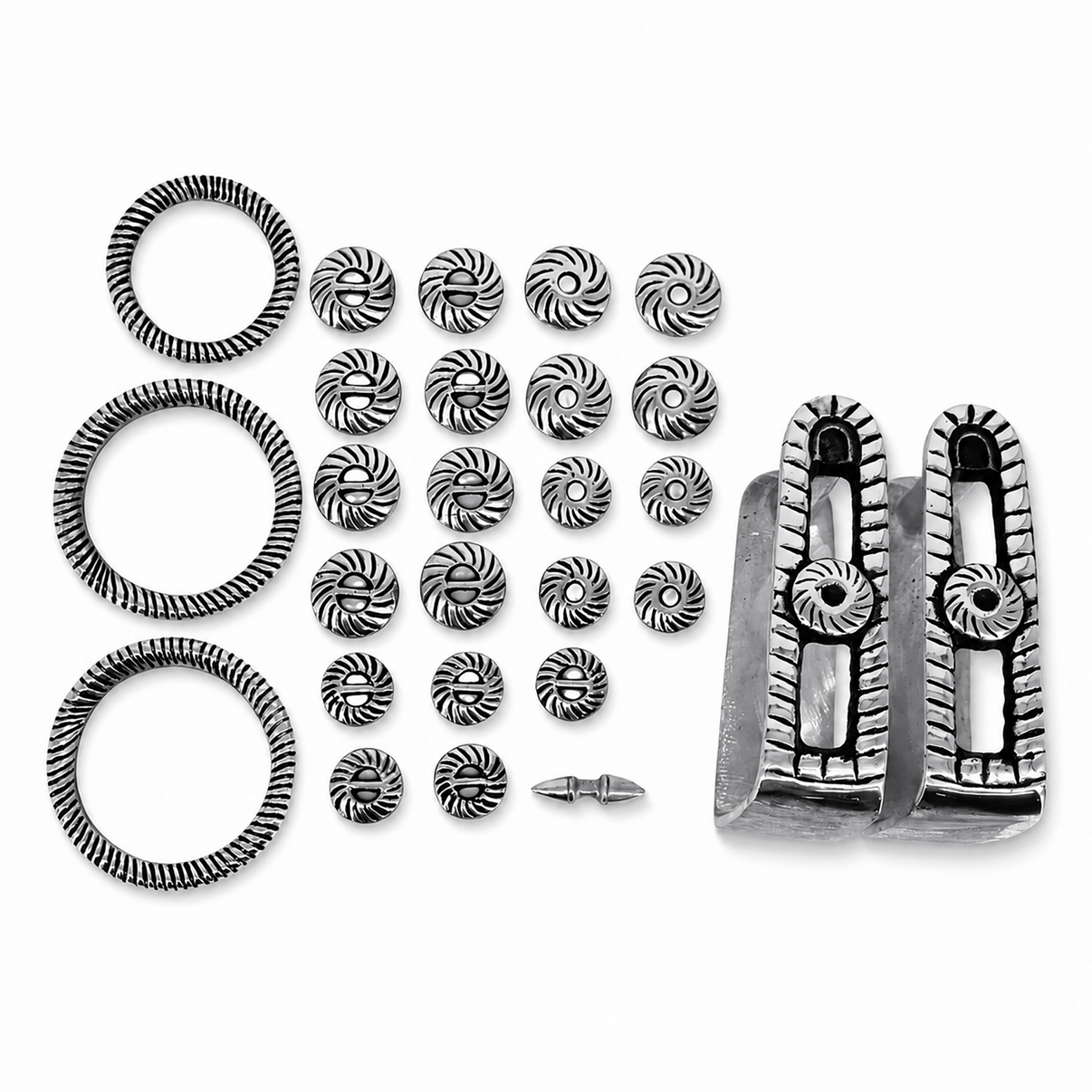 Charro Hardware Saddle Set Juego De Herrajes De Aluminio - M-Royal Saddles - Charro Saddle Parts