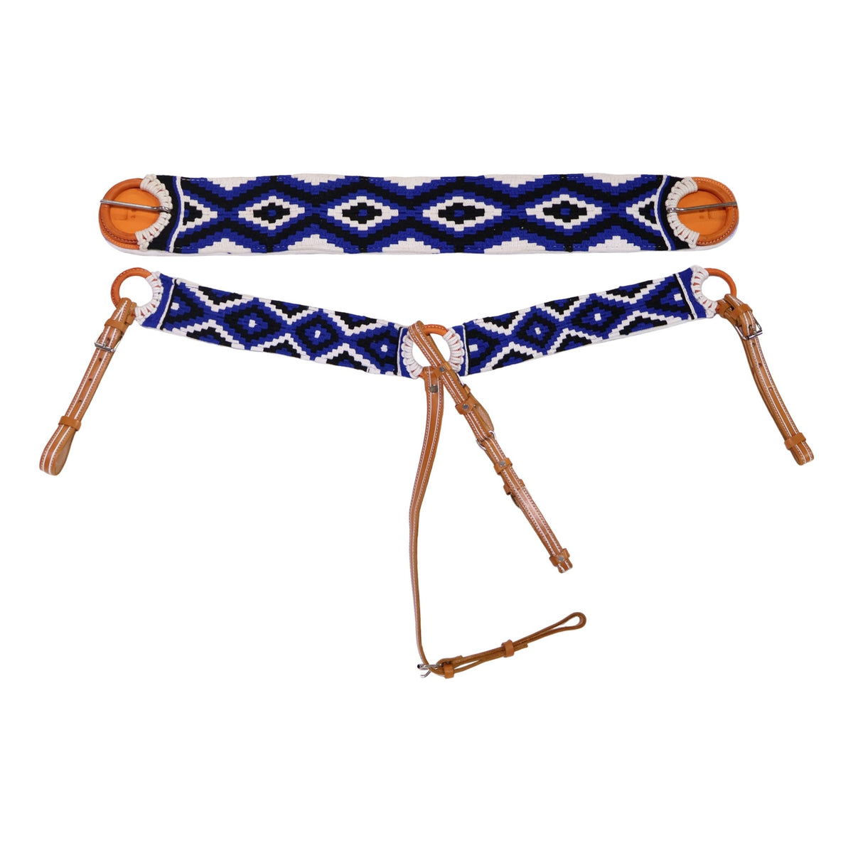 Charro Horse Azul Diamond Pecho Pretal 38" Cincho Breastcollar - M-Royal Saddles - Charro Breastcollar/Pechera