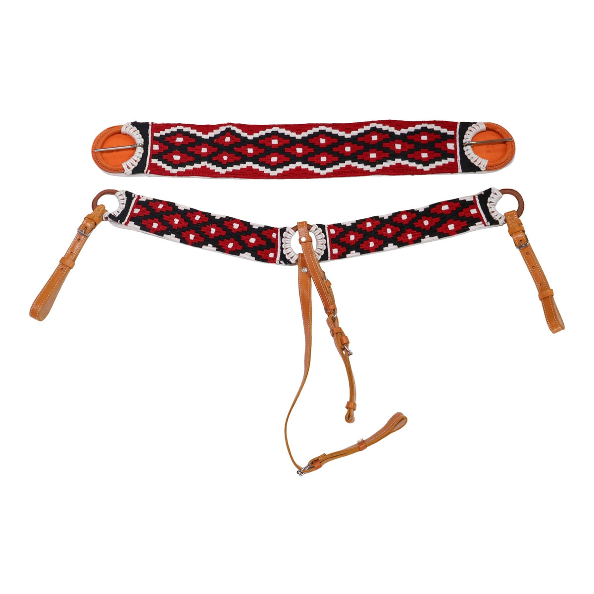 Charro Horse Red Black Pecho Pretal 38" Cincho Breastcollar - M-Royal Saddles - Charro Breastcollar/Pechera