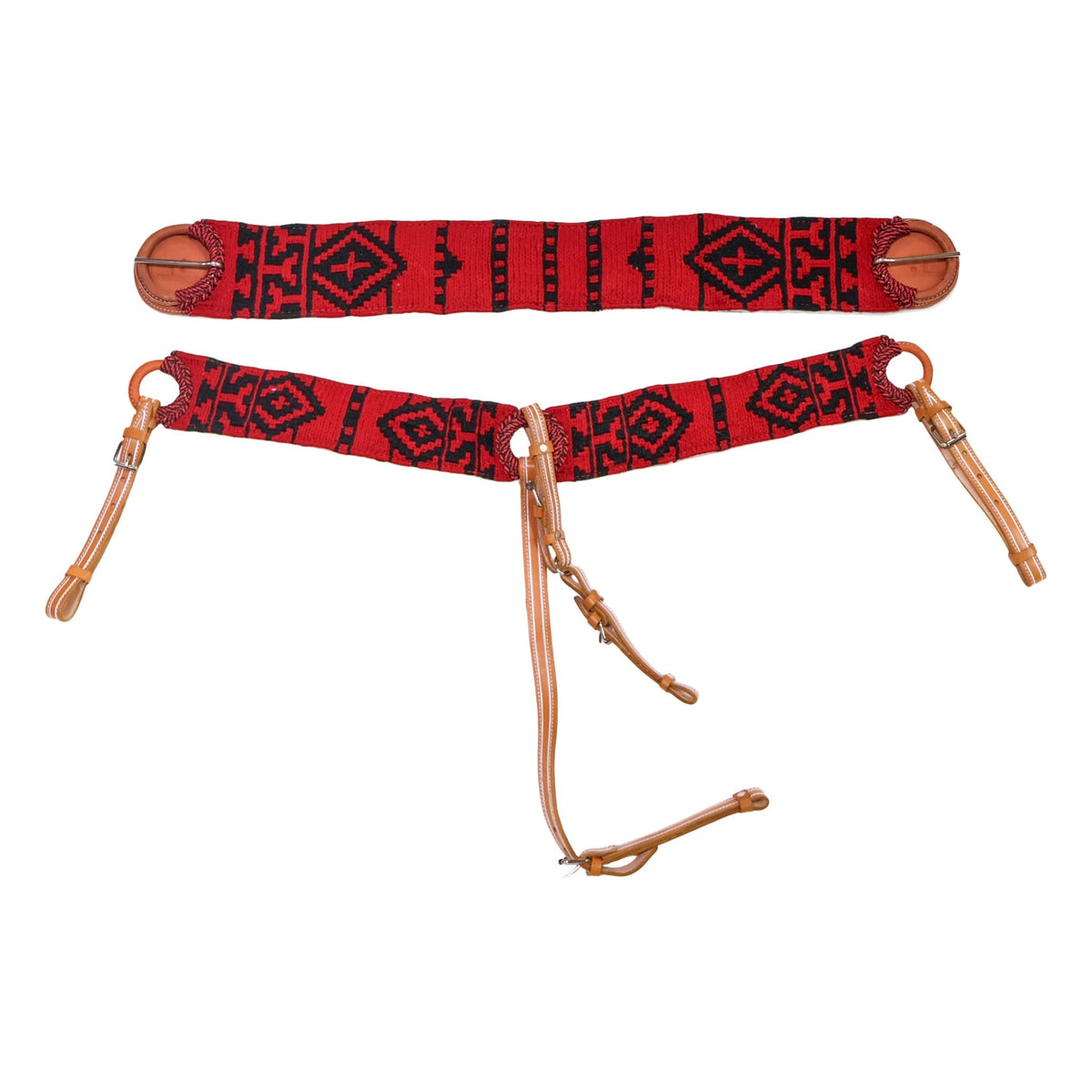 Charro Horse Red Greca Pecho Pretal 40" Cincho Breastcollar - M-Royal Saddles - Charro Breastcollar/Pechera
