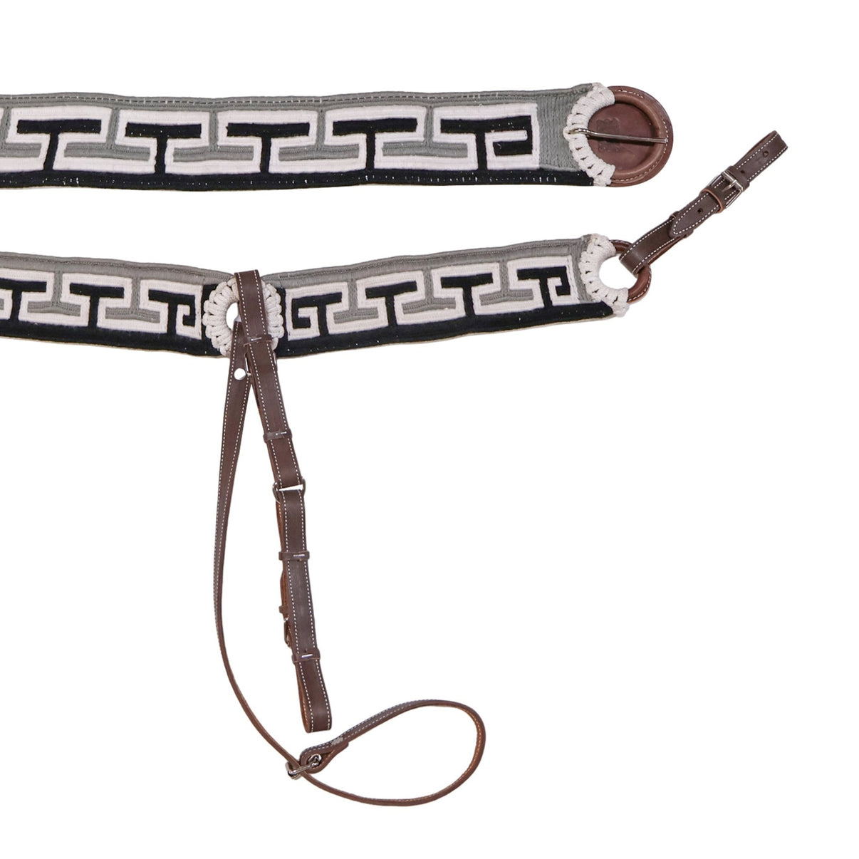 Charro Pecho Pretal Gray Black Breastcollar/ 37" Cincho Set - M - Royal Saddles - Charro Breastcollar/Pechera