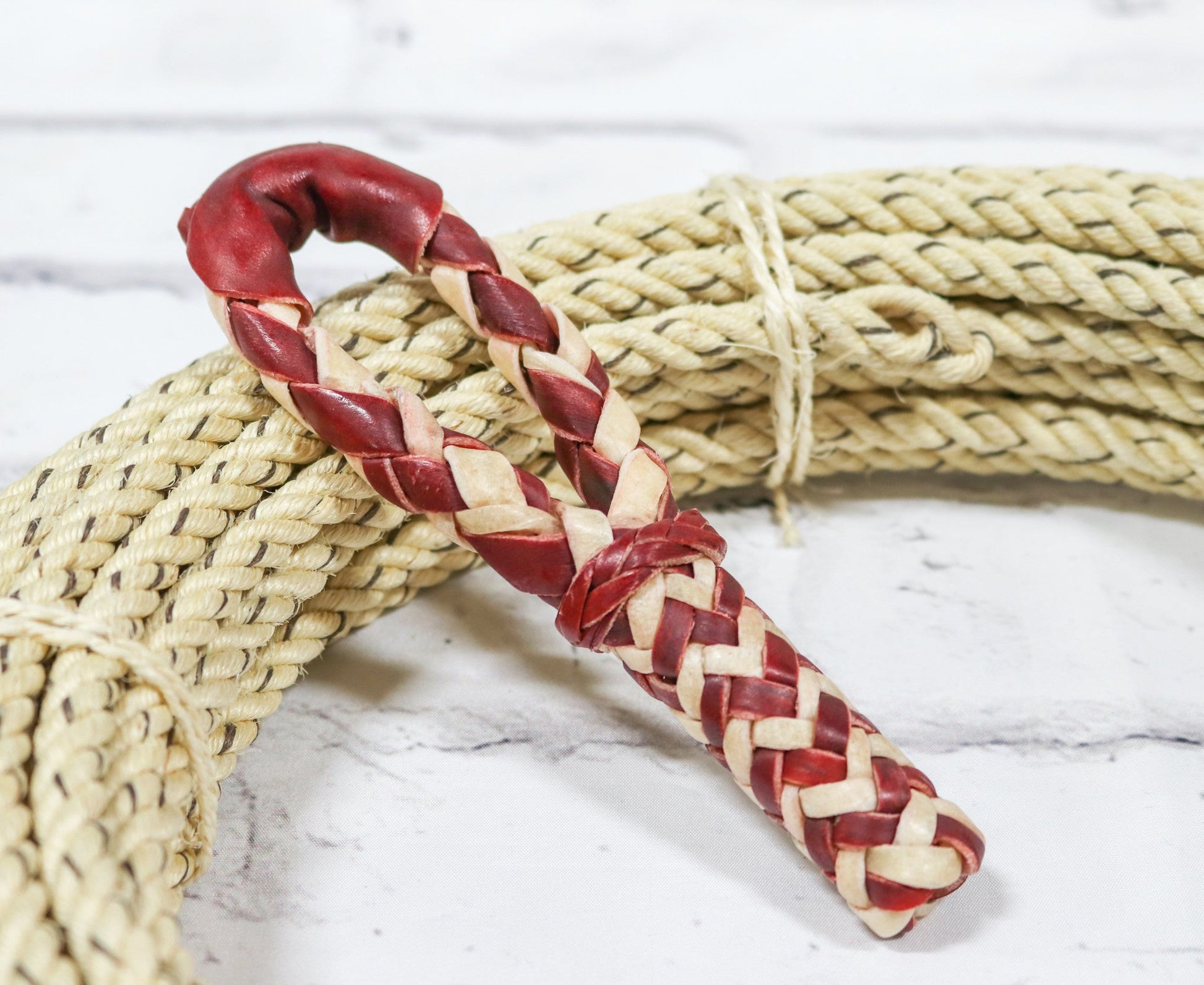 Charro Rawhide Red Hondilla Rope Lariat Rosadera - M-Royal Saddles