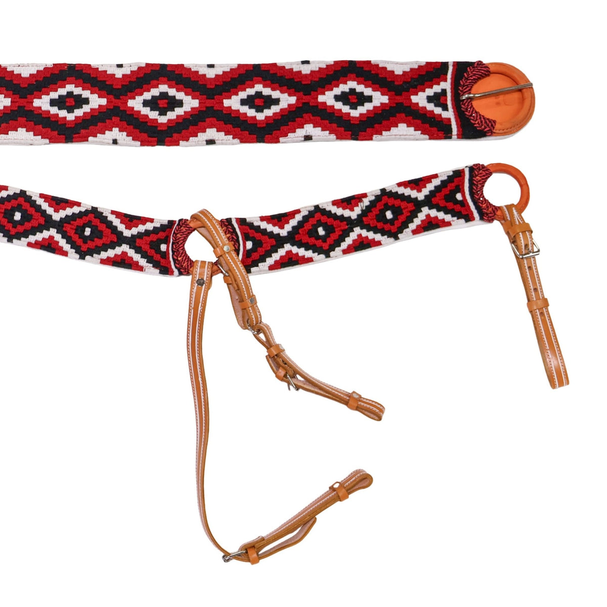 Charro Rojo Diamond Caballo Pechera 38" Cincho Breastcollar - M-Royal Saddles - Charro Breastcollar/Pechera