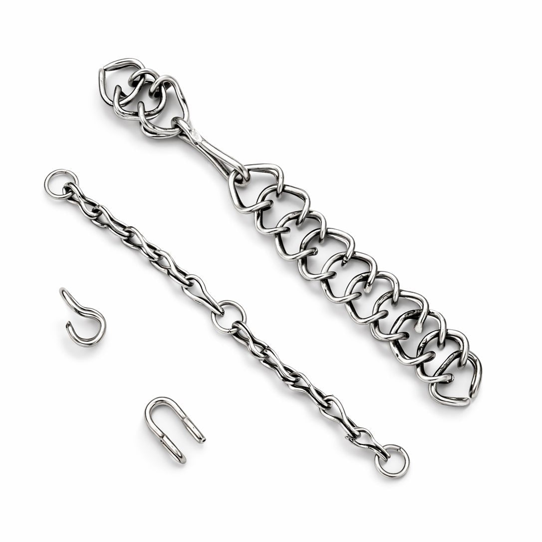 Charro Saddle Freno - Cadena De Barbada Mexican Horse Bit Curb Chain Set - M - Royal Saddles - Charro Bits/Frenos