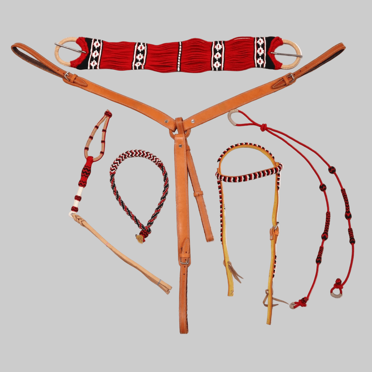 Charro Saddle Red Tack Matching Set - M - Royal Saddles - Clearance/ Bundle Deals
