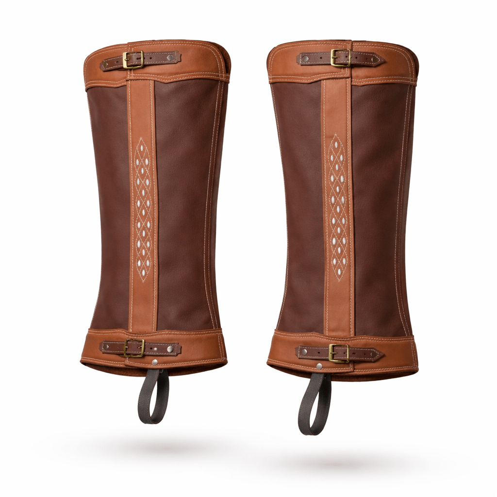 Charro Tan Beige Leather Piel Polainas Villistas Chaps - M - Royal Saddles - Charro Polainas/Chaps