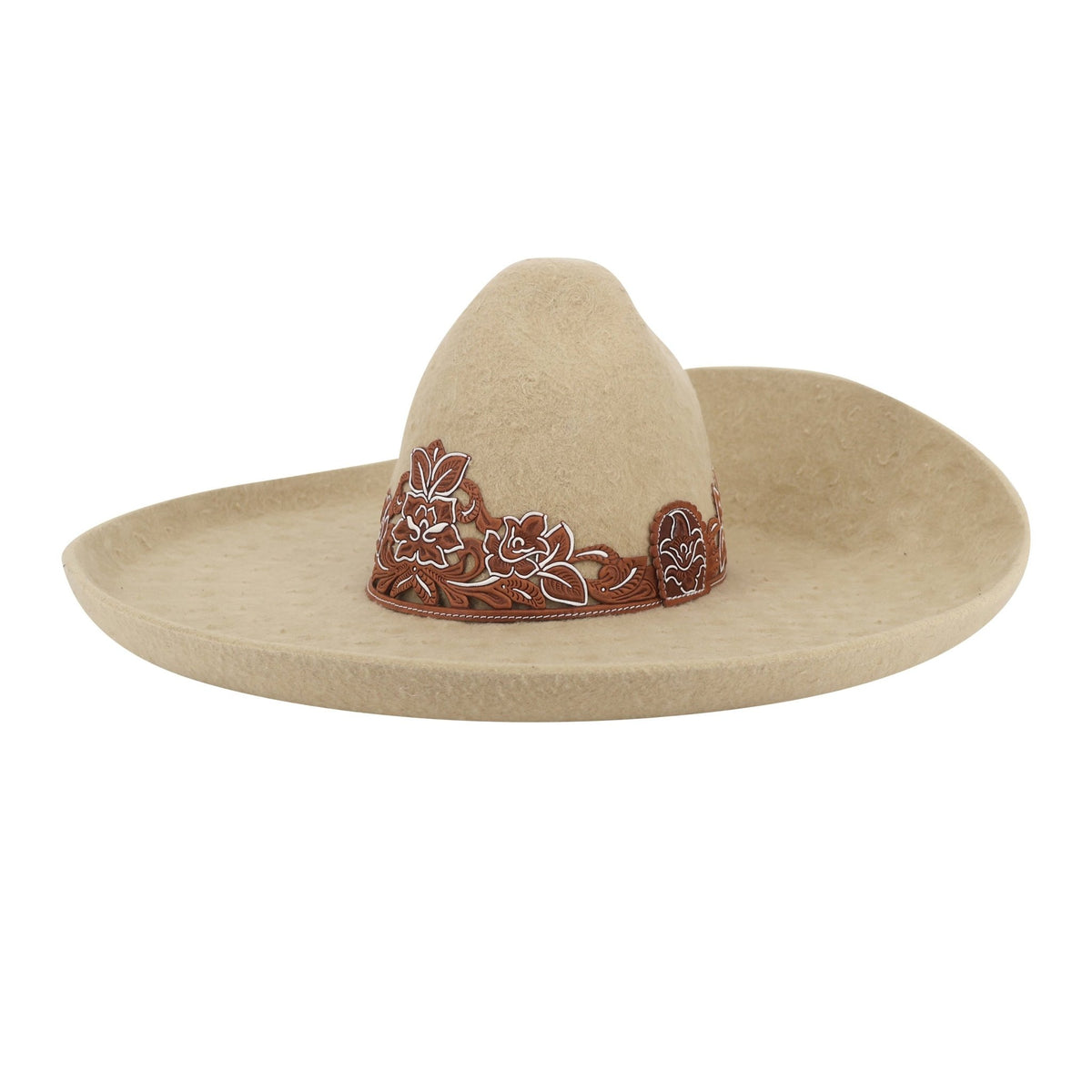 Charro Tan Sombrero Lana Calado MEX 58 / USA 7 1/4" - M-Royal Saddles - Sombreros Charros