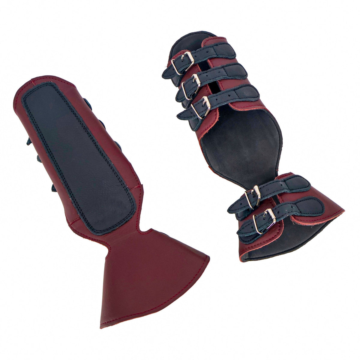 Charro Vino Canilleras Maroon Caballo Horse Protectores - M-Royal Saddles - Horse Gear