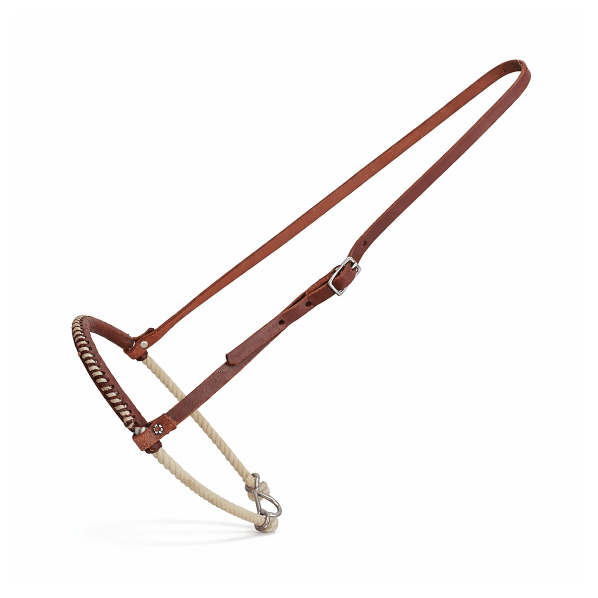 Dark Brown Leather Rawhide Laced Covered Rope Noseband - M - Royal Saddles - Western Headstall/Bosal